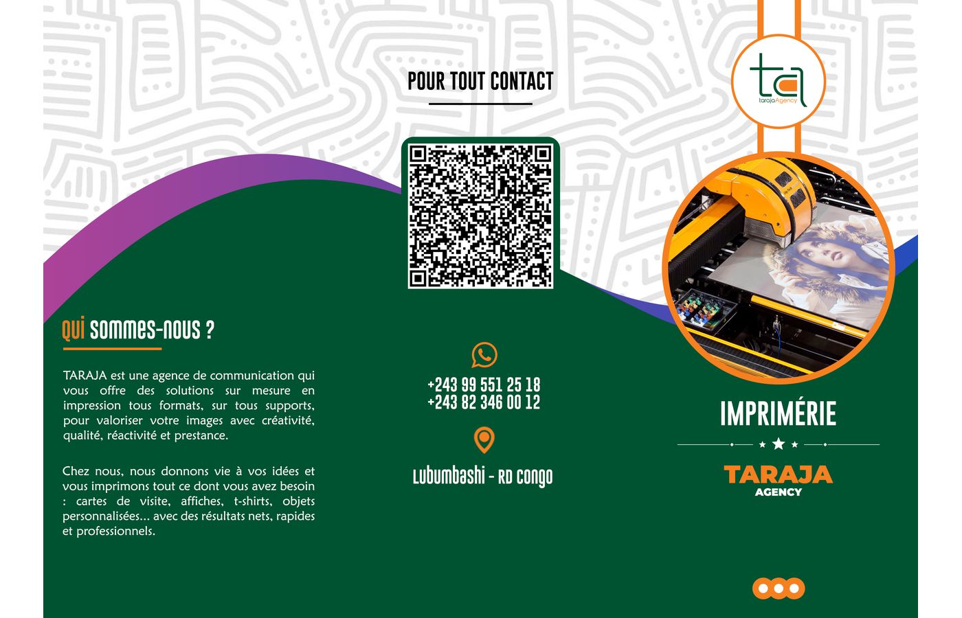 Dépliant conçu par BUTEC pour Taraja Agency